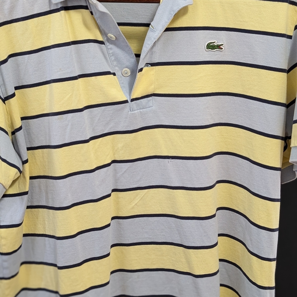 Lacoste Yellow and Gray Polo Shirt Classic Stripes